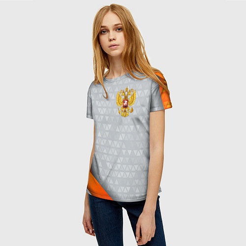 Женская футболка Orange & silver Russia / 3D-принт – фото 3