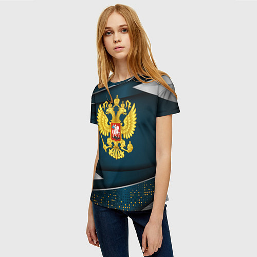 Женская футболка Russia - dark abstract / 3D-принт – фото 3