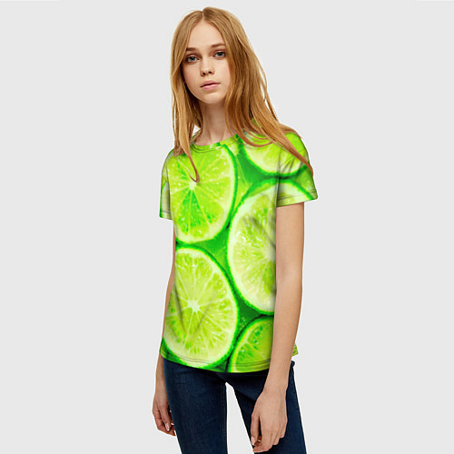 Женская футболка Лайм - цитрусовая свежесть / 3D-принт – фото 3