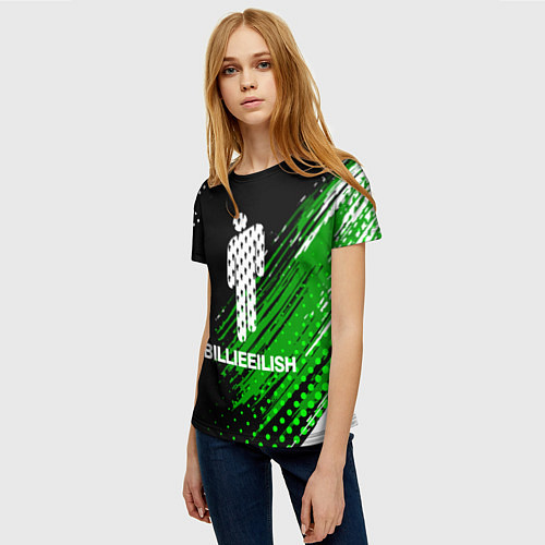 Женская футболка Billie eilish - краска / 3D-принт – фото 3