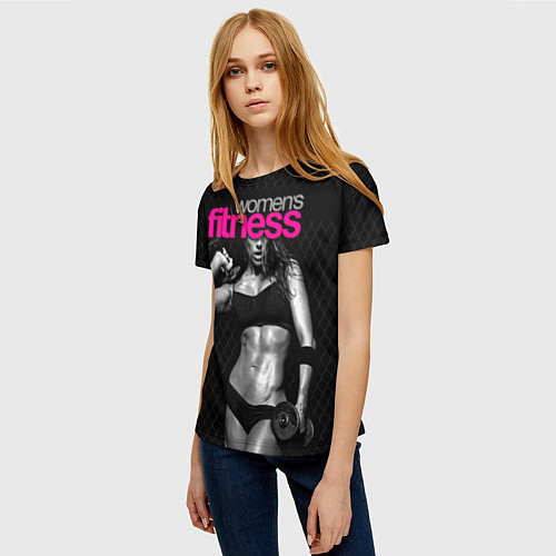 Женская футболка Фитнес-модель с гантелями / 3D-принт – фото 3