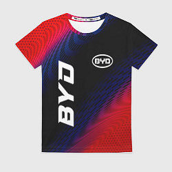 Футболка женская BYD красный карбон, цвет: 3D-принт