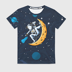 Футболка женская Космонавт на луне, цвет: 3D-принт