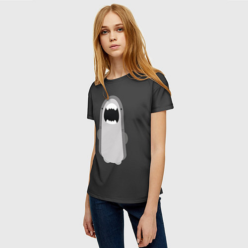 Женская футболка Акула Черный фон / 3D-принт – фото 3
