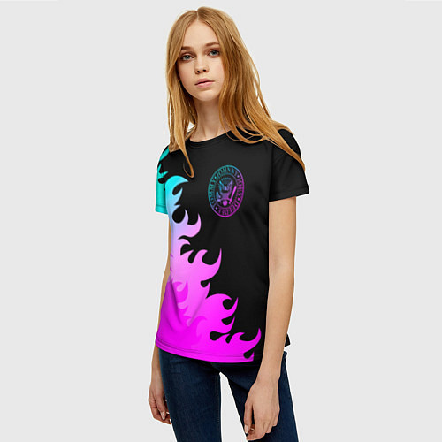 Женская футболка Ramones неоновый огонь / 3D-принт – фото 3