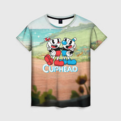 Футболка женская Cuphead природа, цвет: 3D-принт