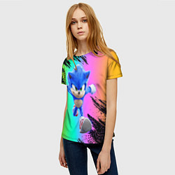 Футболка женская Sonic neon, цвет: 3D-принт — фото 2