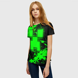 Футболка женская Minecraft neon green, цвет: 3D-принт — фото 2
