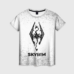 Футболка женская Skyrim с потертостями на светлом фоне, цвет: 3D-принт