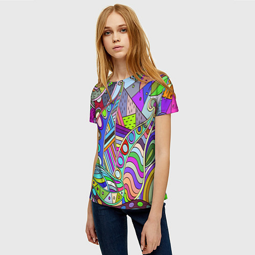 Женская футболка Детский красочный узор / 3D-принт – фото 3