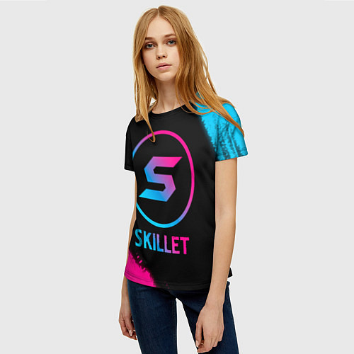 Женская футболка Skillet - neon gradient / 3D-принт – фото 3
