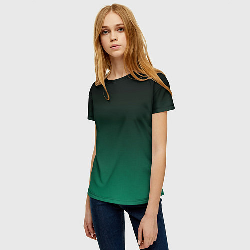 Женская футболка Черный и бирюзово - зеленый, текстурированный под / 3D-принт – фото 3