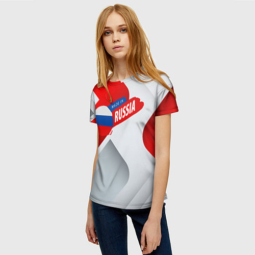 Женская футболка Welcome to Russia red & white / 3D-принт – фото 3