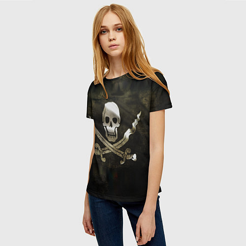 Женская футболка Пиратский флаг - череп с ножами / 3D-принт – фото 3