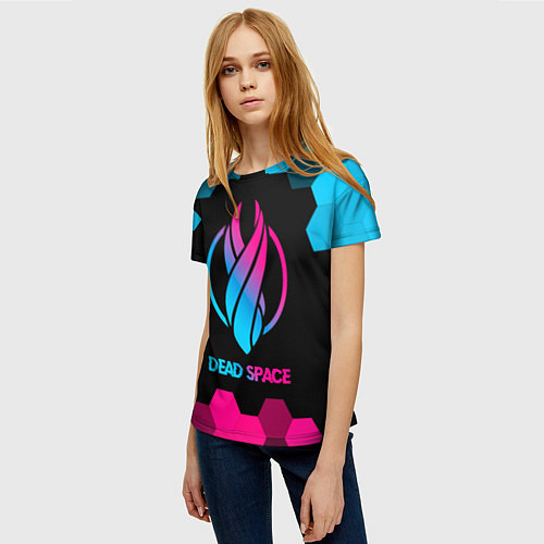 Женская футболка Dead Space - neon gradient / 3D-принт – фото 3
