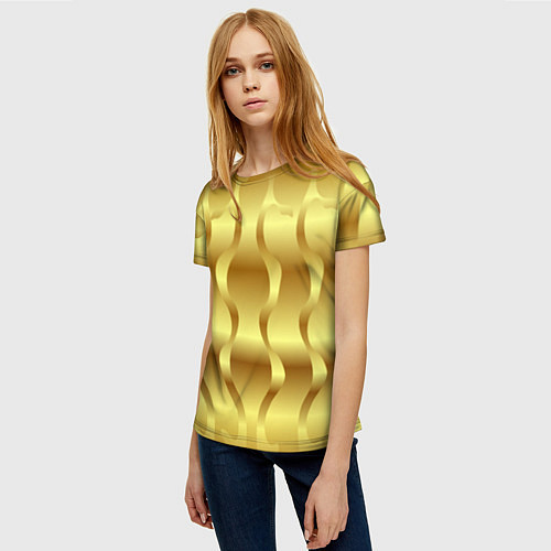 Женская футболка Золото абстрактная графика / 3D-принт – фото 3