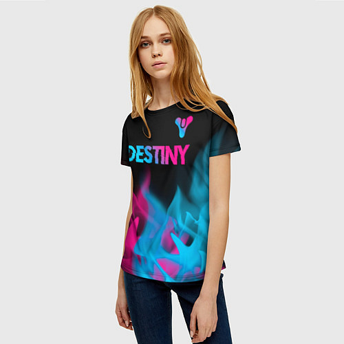 Женская футболка Destiny - neon gradient: символ сверху / 3D-принт – фото 3