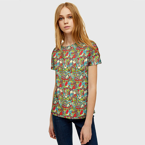 Женская футболка Монстрики, животные и пришельцы / 3D-принт – фото 3