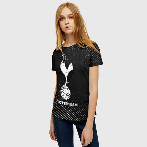 Женская футболка Tottenham с потертостями на темном фоне / 3D-принт – фото 3