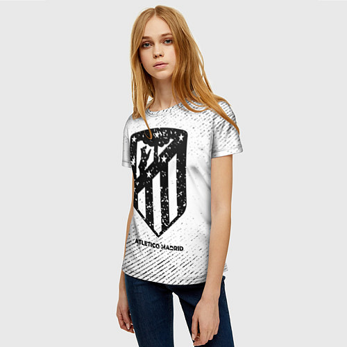Женская футболка Atletico Madrid с потертостями на светлом фоне / 3D-принт – фото 3