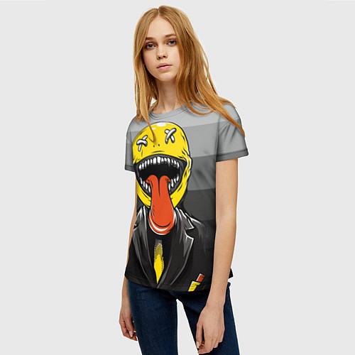 Женская футболка Самый страшный и веселый смайл / 3D-принт – фото 3