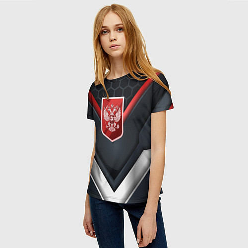 Женская футболка Красный герб России / 3D-принт – фото 3