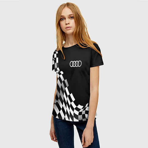 Женская футболка Audi racing flag / 3D-принт – фото 3