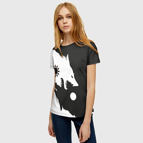 Женская футболка Волки инь и ян / 3D-принт – фото 3