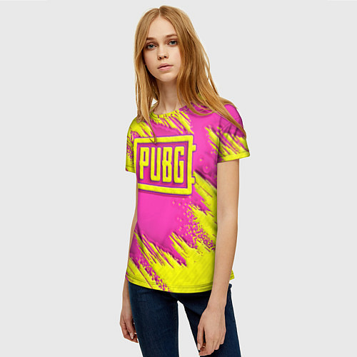 Женская футболка PUBG yellow / 3D-принт – фото 3