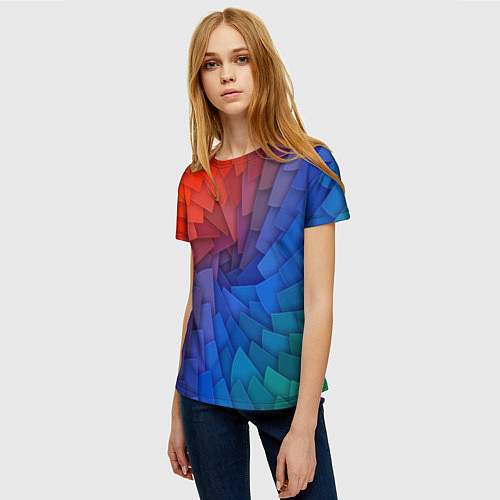 Женская футболка Листы цветной бумаги / 3D-принт – фото 3