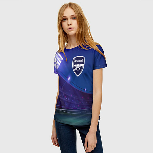 Женская футболка Arsenal ночное поле / 3D-принт – фото 3