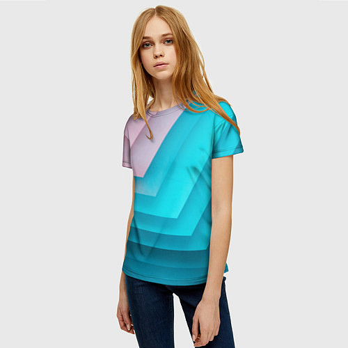 Женская футболка Геометрические переливающиеся углы / 3D-принт – фото 3