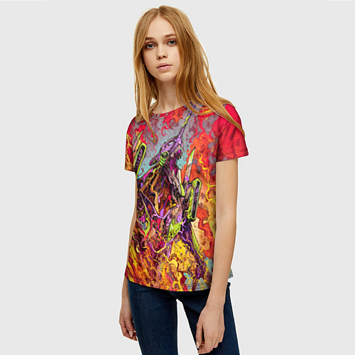 Женская футболка Евангелион красочный / 3D-принт – фото 3