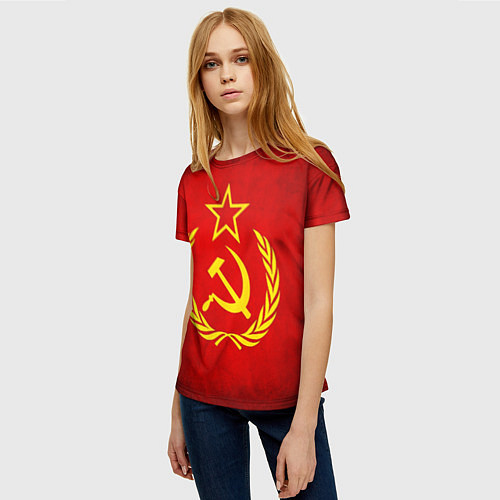 Женская футболка СССР - старый флаг / 3D-принт – фото 3