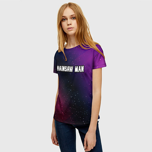 Женская футболка Chainsaw Man gradient space / 3D-принт – фото 3