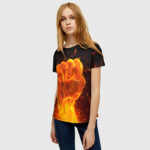Женская футболка Кулак в огне / 3D-принт – фото 3