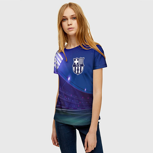 Женская футболка Barcelona ночное поле / 3D-принт – фото 3
