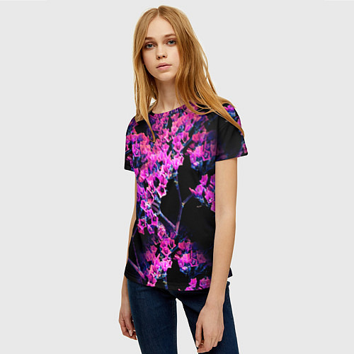 Женская футболка Цветочки арт / 3D-принт – фото 3