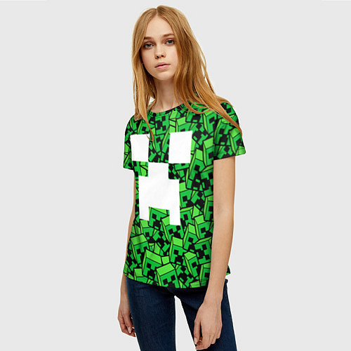 Женская футболка Головы криперов - Майнкрафт / 3D-принт – фото 3