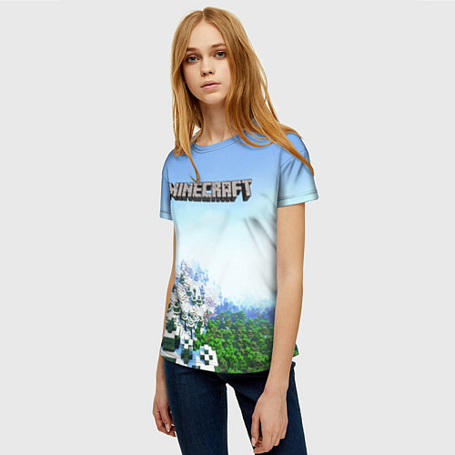 Женская футболка Зимний пейзаж - Майнкрафт / 3D-принт – фото 3