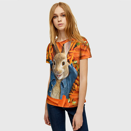 Женская футболка Кролик Питер / 3D-принт – фото 3