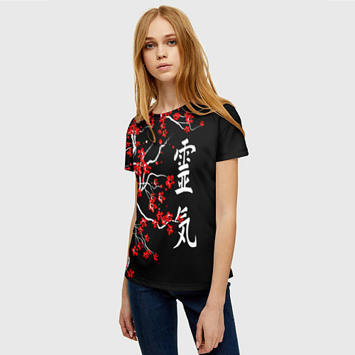 Женская футболка Сакура в цвету / 3D-принт – фото 3