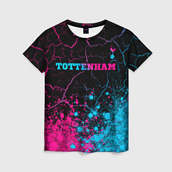 Футболка женская Tottenham - neon gradient: символ сверху, цвет: 3D-принт