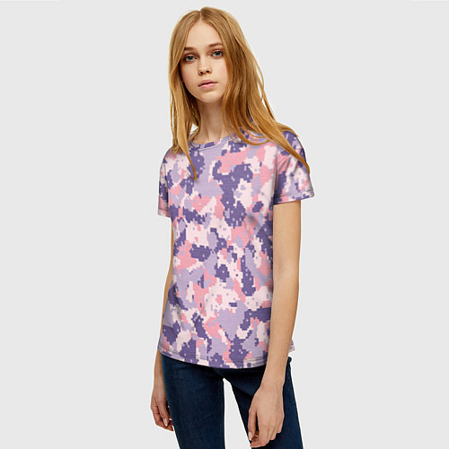 Женская футболка Цифровой камуфляж - сине-фиолетовый / 3D-принт – фото 3