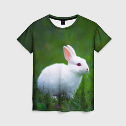 Футболка женская Кролик на фоне травы, цвет: 3D-принт