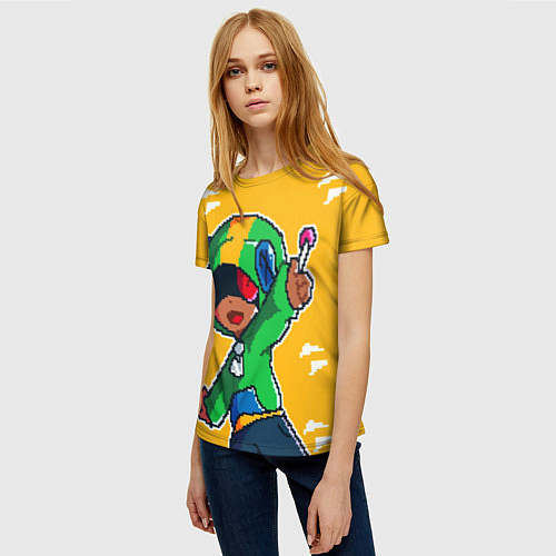 Женская футболка Пиксельный Леон из Бравл Старс / 3D-принт – фото 3