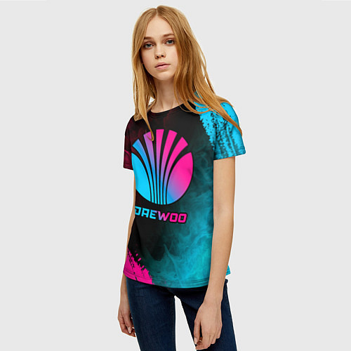 Женская футболка Daewoo - neon gradient / 3D-принт – фото 3