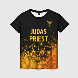 Футболка женская Judas Priest - gold gradient: символ сверху, цвет: 3D-принт