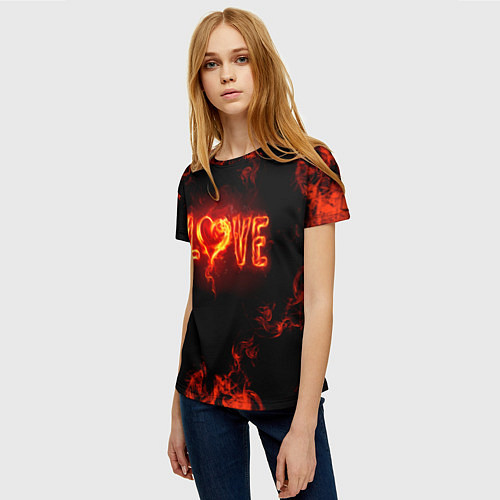 Женская футболка Fire love / 3D-принт – фото 3