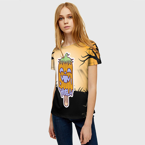 Женская футболка Тыквенное мороженое / 3D-принт – фото 3